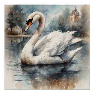 Cisne blanca no 5 Poster brillante