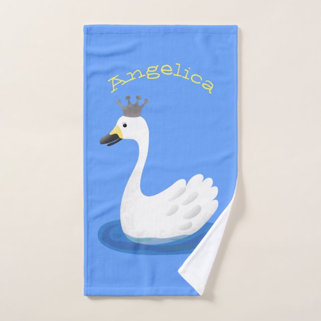 Cisne blanco con personalizado de la corona (Toalla de mano)