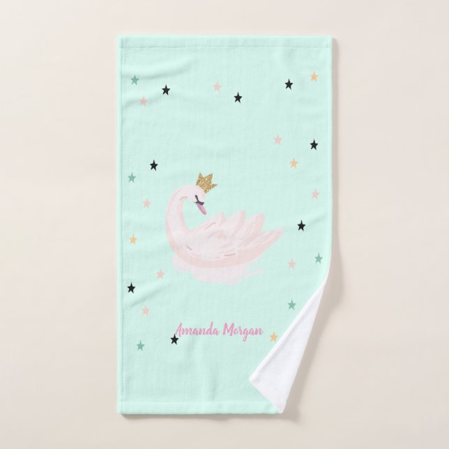 Cisne chic, estrellas, princesa  (Toalla de mano)
