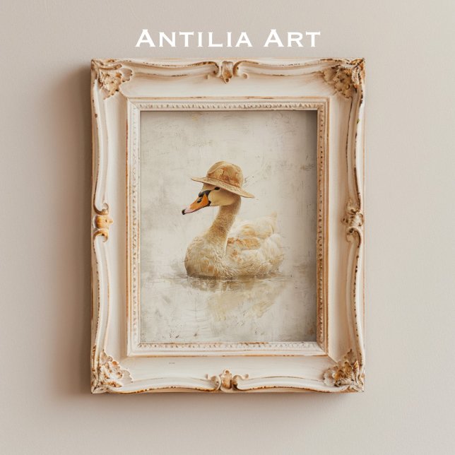 Cisne con arte de aves acuáticas de Gorra de paja (Subido por el creador)