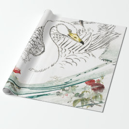 CISNE CON el papel de embalaje de las FLORES