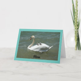 Cisne con tarjeta del día de la madre de los bebés