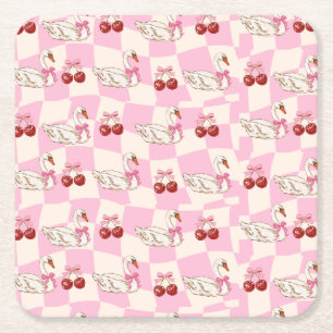 Cisne Coquette y Posavasos de Papel Cuadrado con C