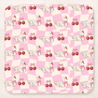 Cisne Coquette y Posavasos de Papel Cuadrado con C