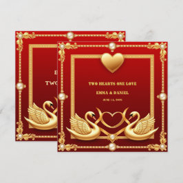 Cisne de Boda de Oro Rojo Pareja Decoración 💍