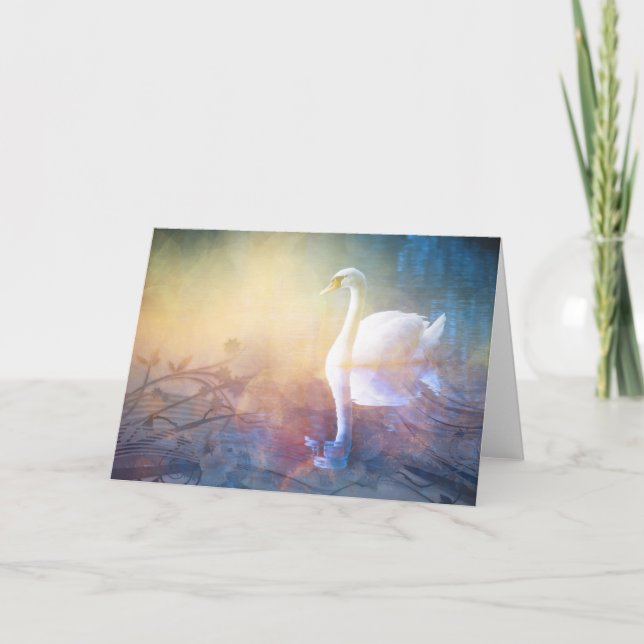 Cisne de bonito en tarjeta de felicitación Fantasy (Anverso)