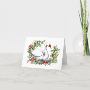 Cisne de Navidad con Corona de Fiesta en Blanco 