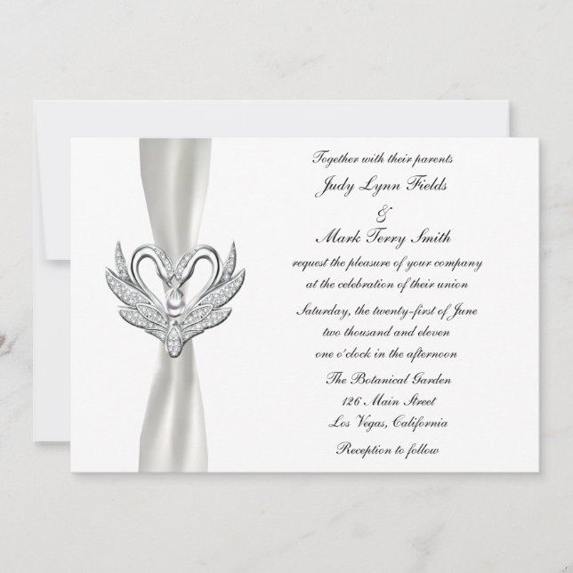 Cisne De Plata De Cinta Blanca Con Invitación De P (Anverso)