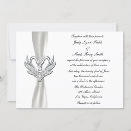 Cisne De Plata De Cinta Blanca Con Invitación De P