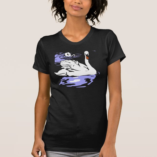 Cisne De Woodcut Victoriana En Camiseta (Anverso)