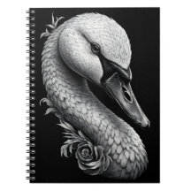 "Cisne Elegante" Cuaderno en Espiral de Arte en Bl