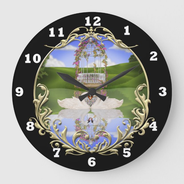 Cisne en un reloj de pared de estanque (Anverso)