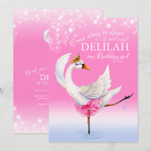 Cisne lindo en ballet de lago Invitaciones de segu