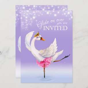 Cisne lindo en ballet lago bebé invitaciones a la