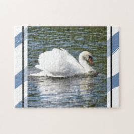 cisne silencioso con franjas azules rompecabezas r