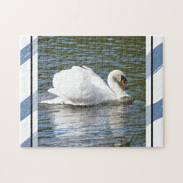 cisne silencioso con franjas azules rompecabezas r (Horizontal)