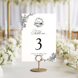 Cisne Vintage Dibujado Número de Mesa de Boda 3 5x