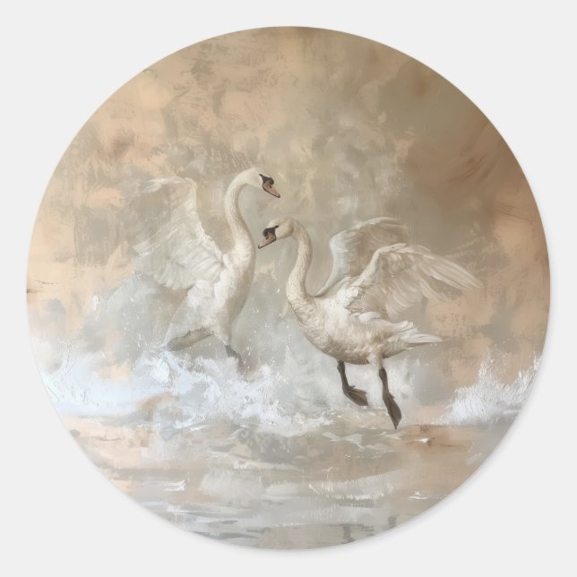 Cisnes - Adhesivos redondos para papelería (Anverso)