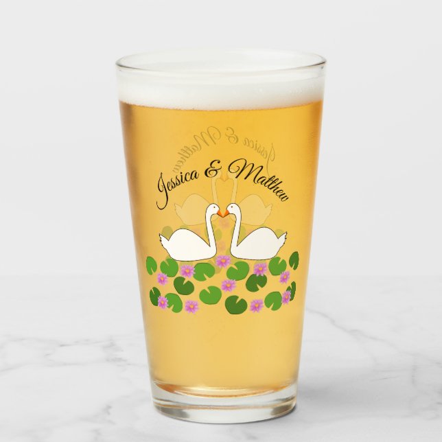 Cisnes blancas y nenúfares Bodas Personalizado (Anverso (lleno))