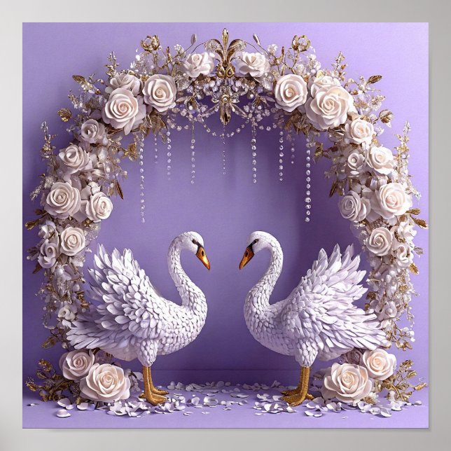 Cisnes de Boda Arte de Naturaleza Elegante 🦢🤍🌹✨ (Frente)