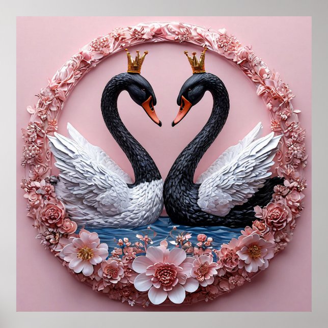 Cisnes de Boda Pájaros del Amor Románticos Arte (Frente)