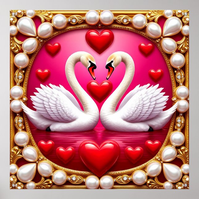 🦢 Cisnes de Boda Románticos Arte de Pared Elegant (Frente)