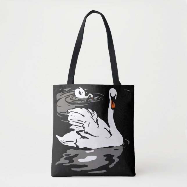 Cisnes de Woodcut victorianas en bolsa (Anverso)
