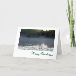 Cisnes en las Felices Navidad de la niebla