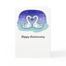 Cisnes en una tarjeta del aniversario del lago