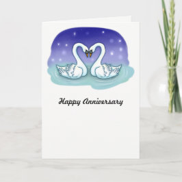 Cisnes en una tarjeta del aniversario del lago