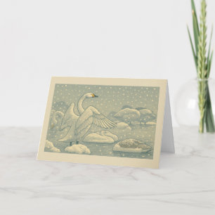Cisnes Gritones de Invierno - Tarjeta de Navidad