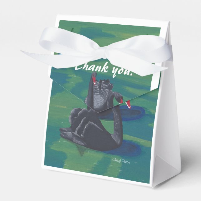 Cisnes Negras Nadando Cajas Favoras De Bodas (Front Side)