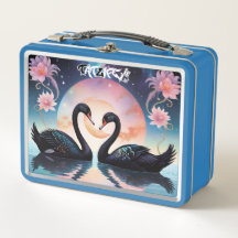 Cisnes Negros en Lunchbox Metalizado rosa para luz