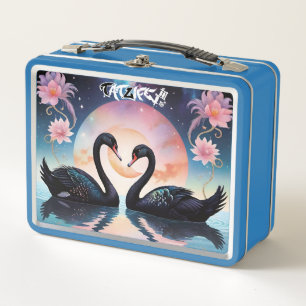 Cisnes Negros en Lunchbox Metalizado rosa para luz