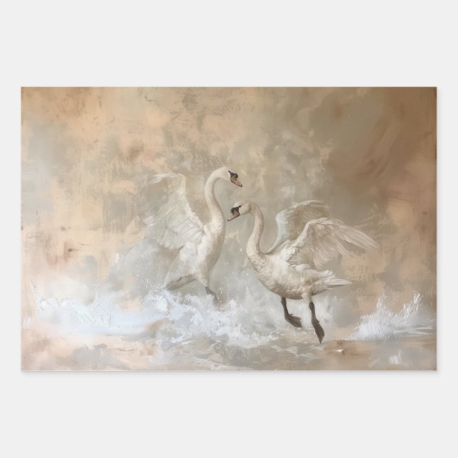Cisnes - Papel de regalo para envolver el estilo d (Anverso)