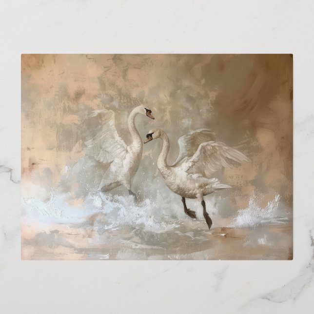 Cisnes - Postales de Relieve metalizado (Anverso)