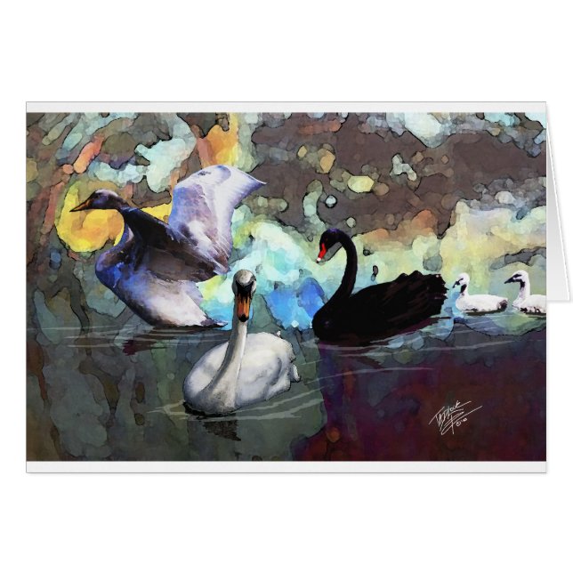 Cisnes que nadan (Anverso (Horizontal))