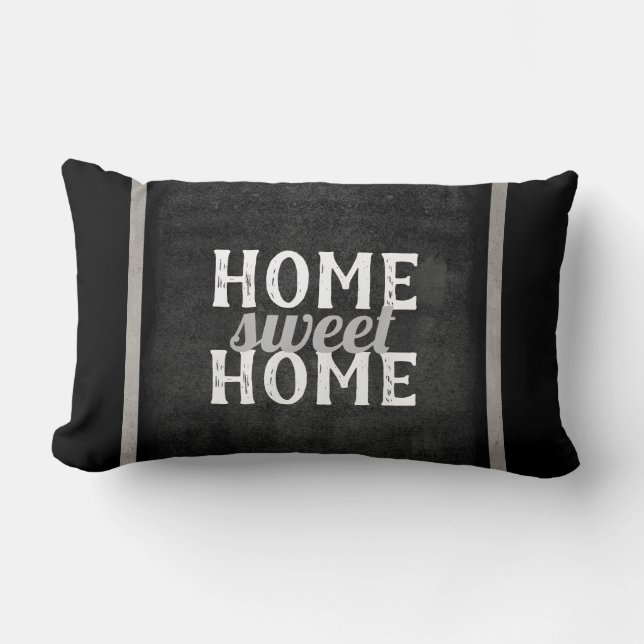 cita almohada hogar dulce hogar gris y blanco (Anverso)