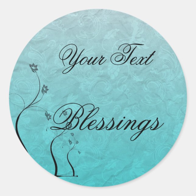 Cita bendición Pegatina Verde azulado floral (Anverso)