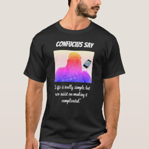 Cita confuciosa camiseta negra graciosa