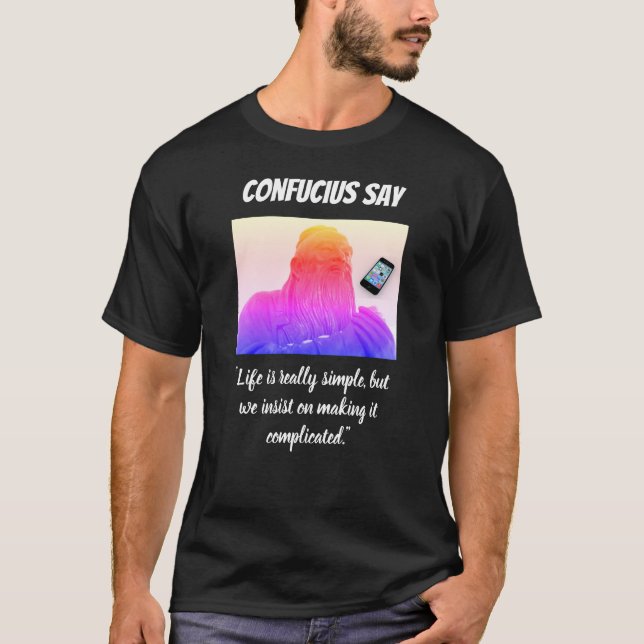 Cita confuciosa camiseta negra graciosa (Anverso)