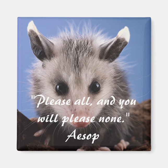 Cita de Aesop e Imán Opossum Adorable (Frente)