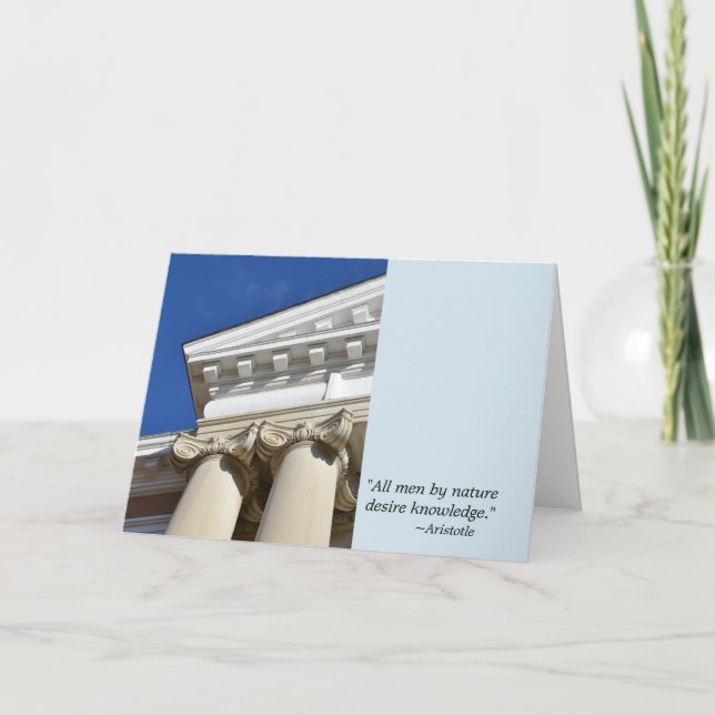 Cita de Aristóteles y tarjeta de la graduación de (Anverso)