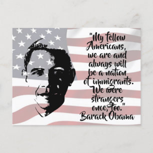 Cita de Barack Obama con postal de bandera estadou