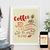 Cita de café y amigos en tipografía de arte de bis