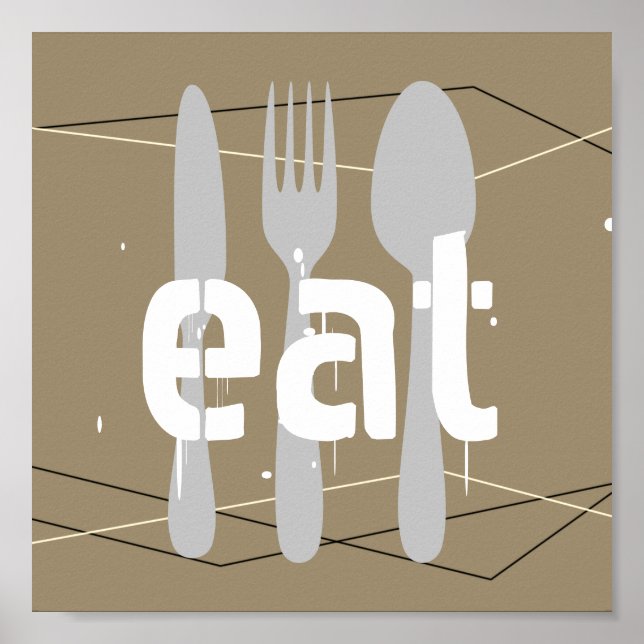 cita de cocina poster comer arte de palabras (Frente)