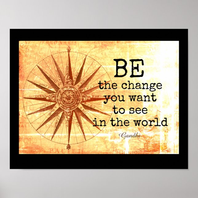 Cita de Gandhi sé la palabra cambio arte (Frente)