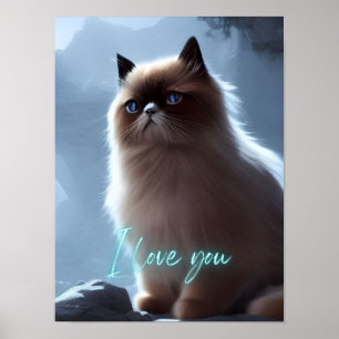 Cita de gato himalayo lindo Te amo arte de pared