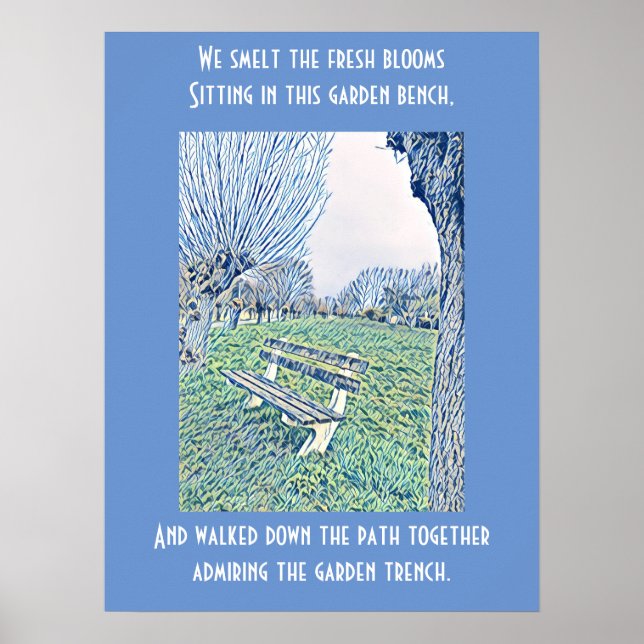 Cita de jardín cielo azul otoño arte abstracto (Frente)