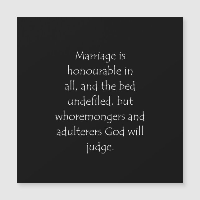 Cita de la escritura hebreos 13 4 (Anverso)